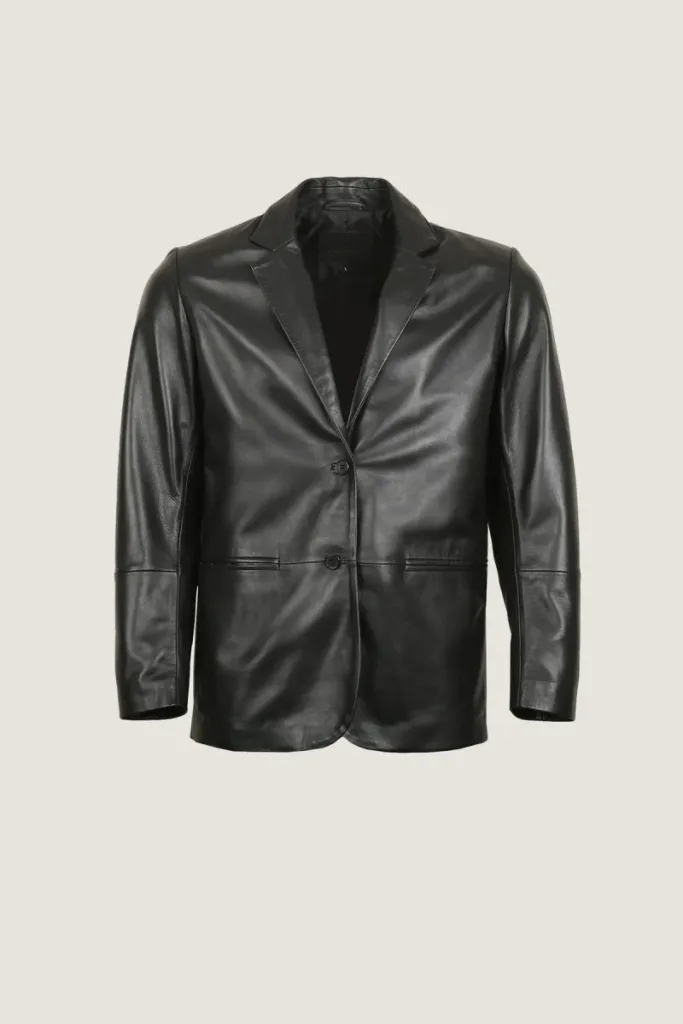 Mayfair Tailored Leather Blazer – Black – view 1