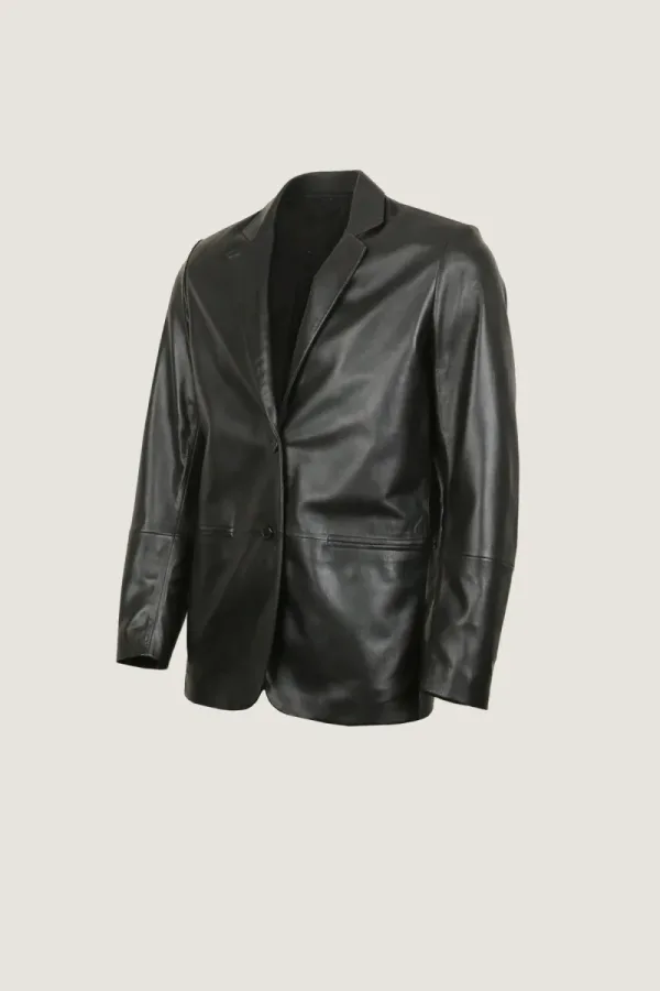Mayfair Tailored Leather Blazer – Black – view 2