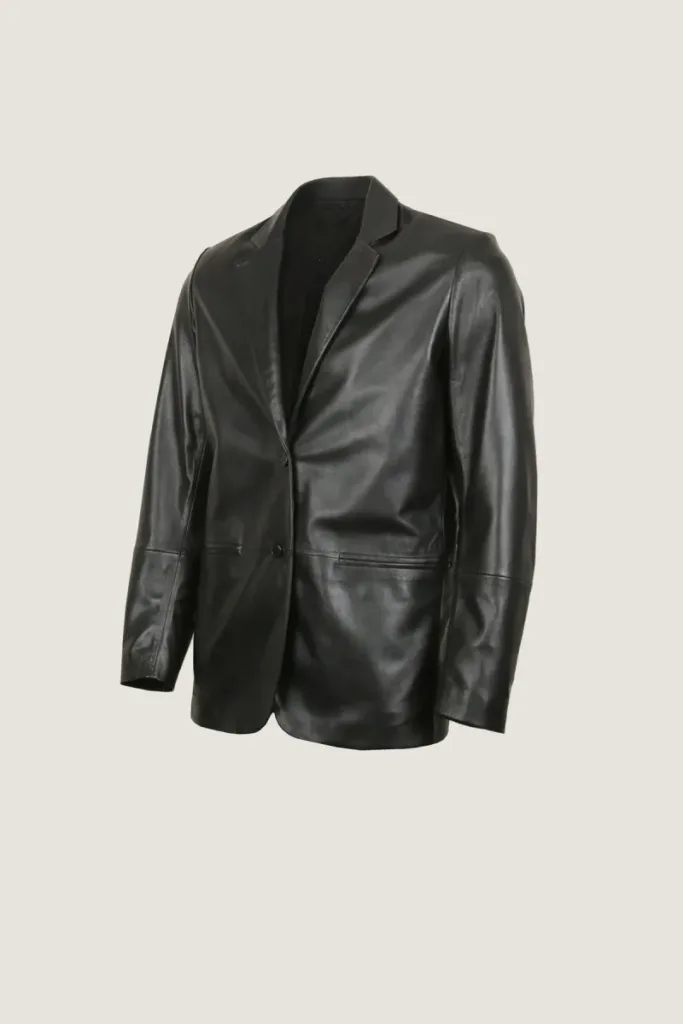 Mayfair Tailored Leather Blazer – Black – view 2
