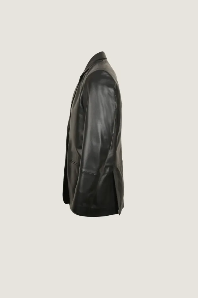 Mayfair Tailored Leather Blazer – Black – view 3