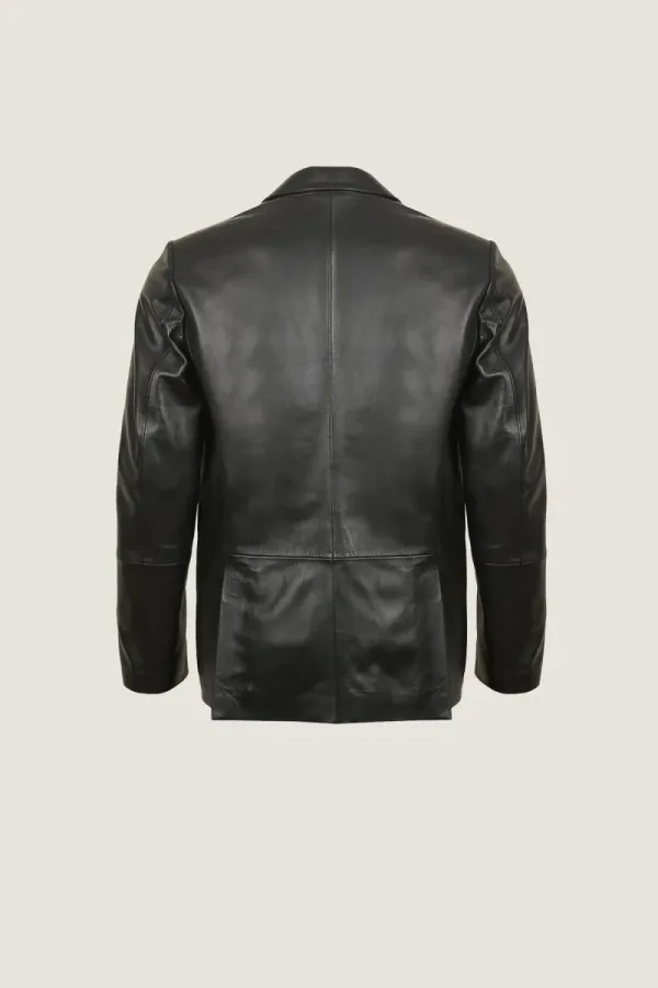 Mayfair Tailored Leather Blazer – Black – view 4