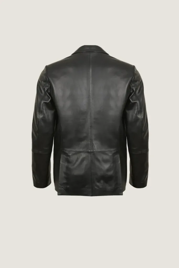 Mayfair Tailored Leather Blazer – Black – view 4