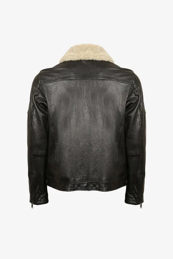 Mile End Shearling-Collar Flight Jacket – Black – view 2