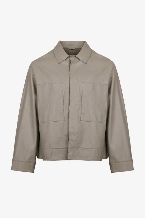 Mortlake Utility Leather Jacket – Taupe – view 1
