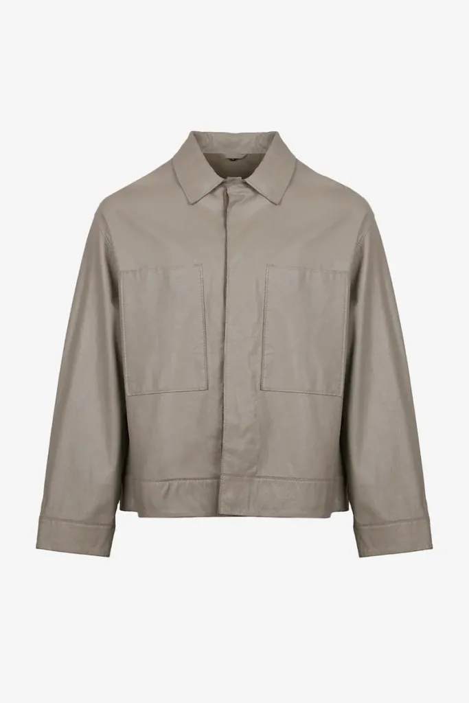 Mortlake Utility Leather Jacket – Taupe – view 1