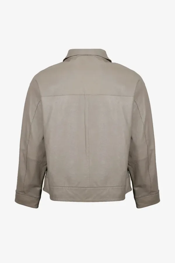 Mortlake Utility Leather Jacket – Taupe – view 2