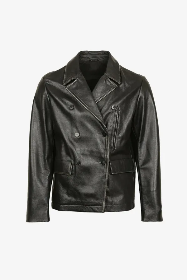 Putney Leather Blazer – Black – view 1