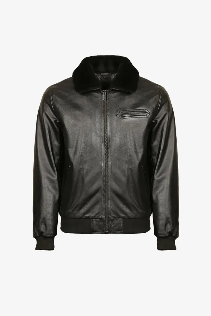 Regent Shearling-Collar Bomber Jacket – Black – view 1