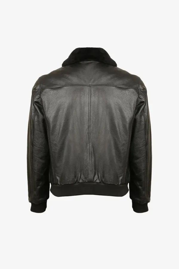 Regent Shearling-Collar Bomber Jacket – Black – view 2