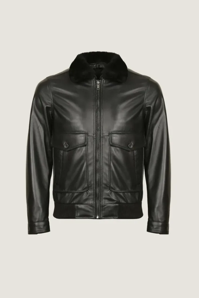Richmond Fur-Collar Leather Jacket – Black – view 1