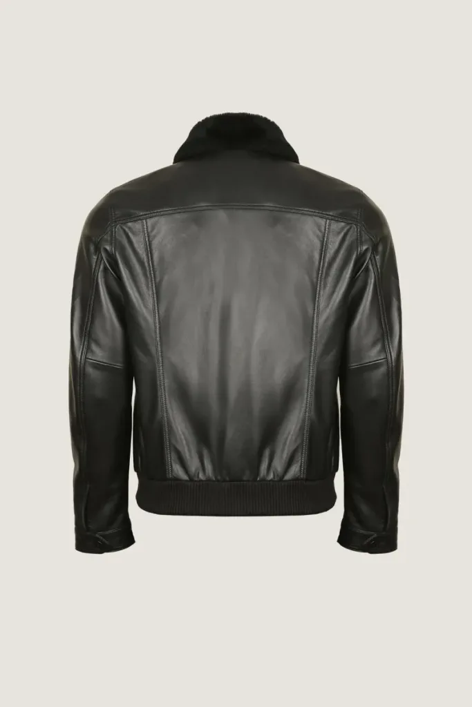 Richmond Fur-Collar Leather Jacket – Black – view 4