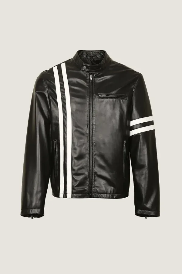 Soho Sheepskin Cafe Racer Jacket – Black – view 1