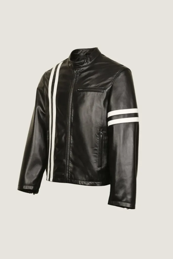 Soho Sheepskin Cafe Racer Jacket – Black – view 2
