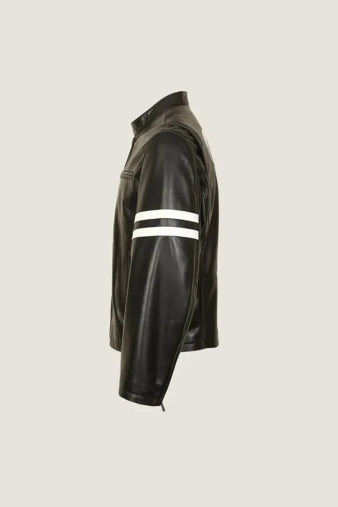 Soho Sheepskin Cafe Racer Jacket – Black – view 3