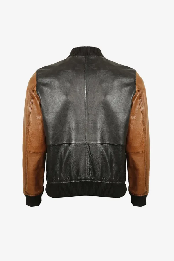 Wimbledon Varsity Bomber Jacket – Black and Tan – view 2