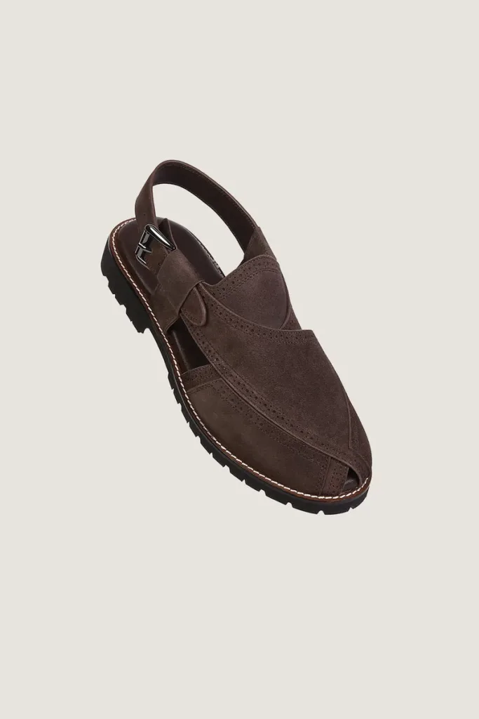 Argyll Suede Brogue Peshawari Chappals – Brown – view 1