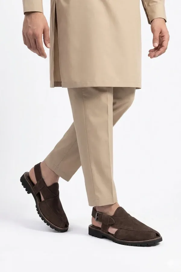 Argyll Suede Brogue Peshawari Chappals – Brown – view 2