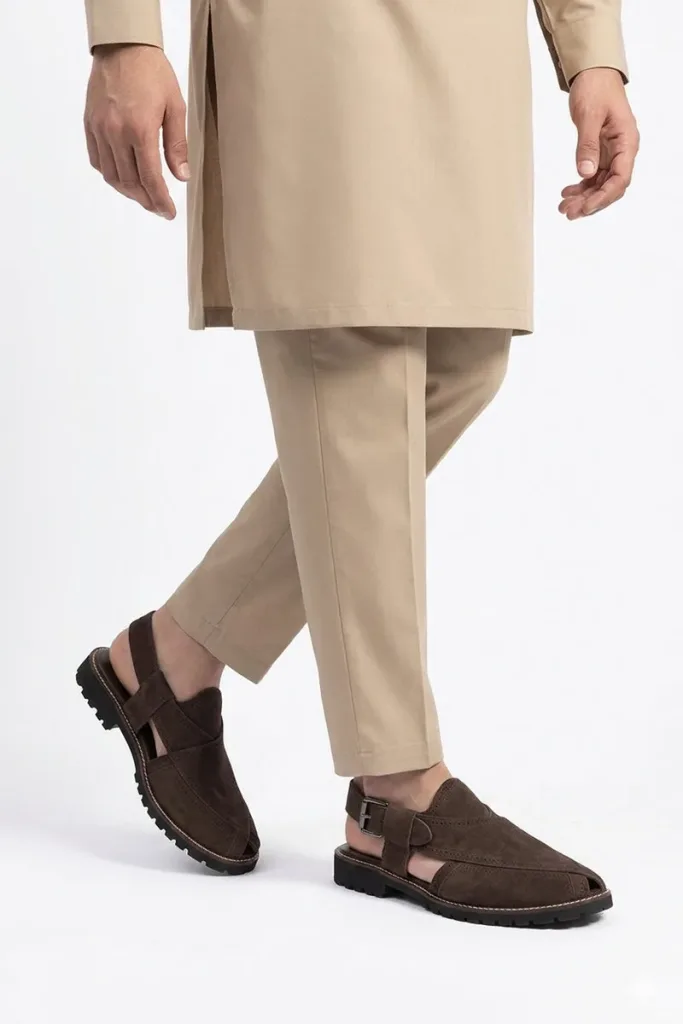 Argyll Suede Brogue Peshawari Chappals – Brown – view 2