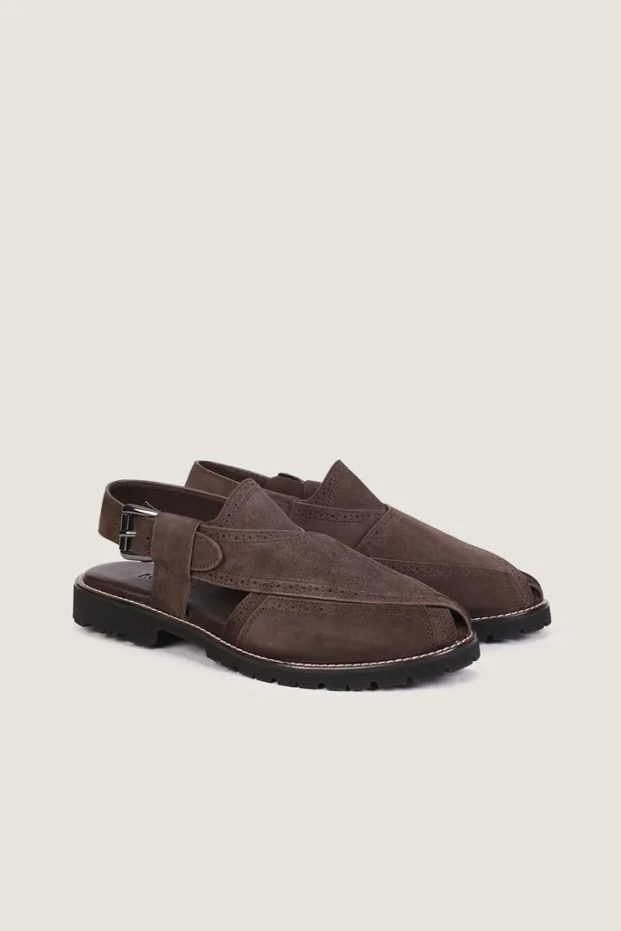 Argyll Suede Brogue Peshawari Chappals – Brown – view 4