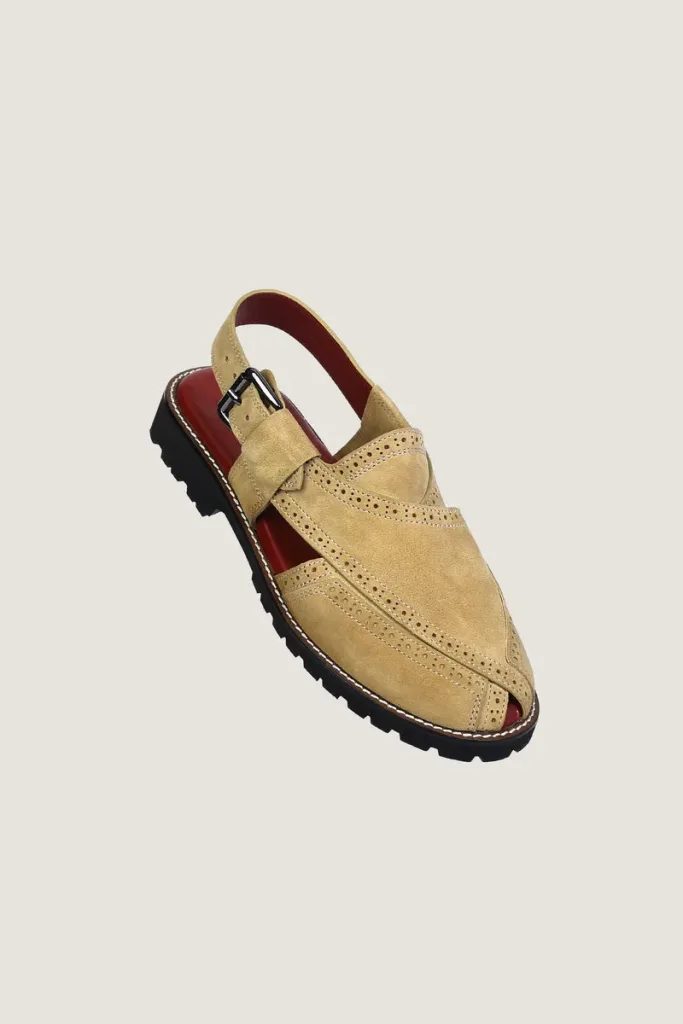 Argyll Suede Brogue Peshawari Chappals – Camel – view 1