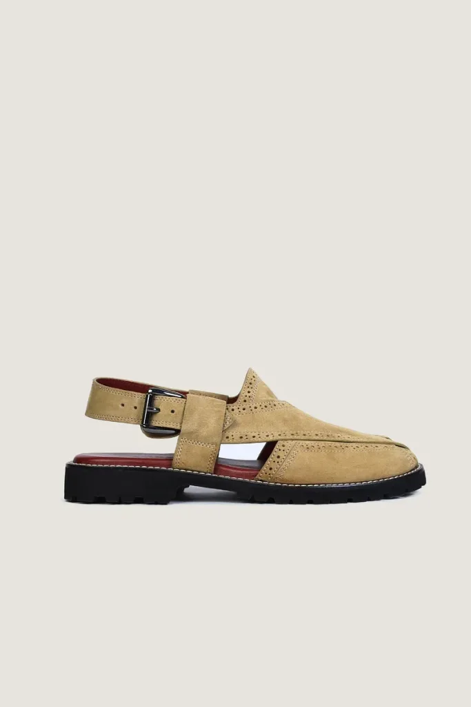 Argyll Suede Brogue Peshawari Chappals – Camel – view 3