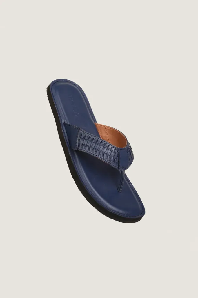 Berwick Leather Flip Flops – Blue – view 2