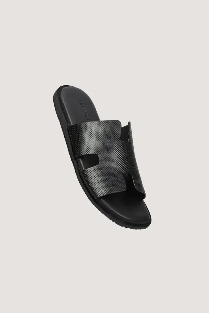 Brook Pin-Dot Leather Slides – Black – view 2