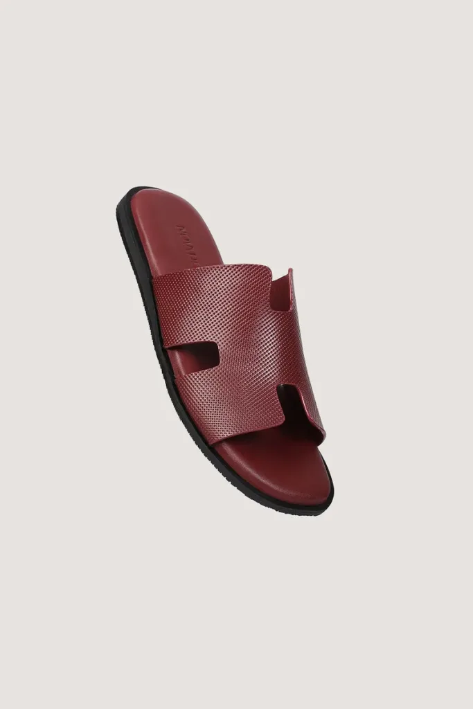 Brook Pin-Dot Leather Slides – Burgundy – view 2