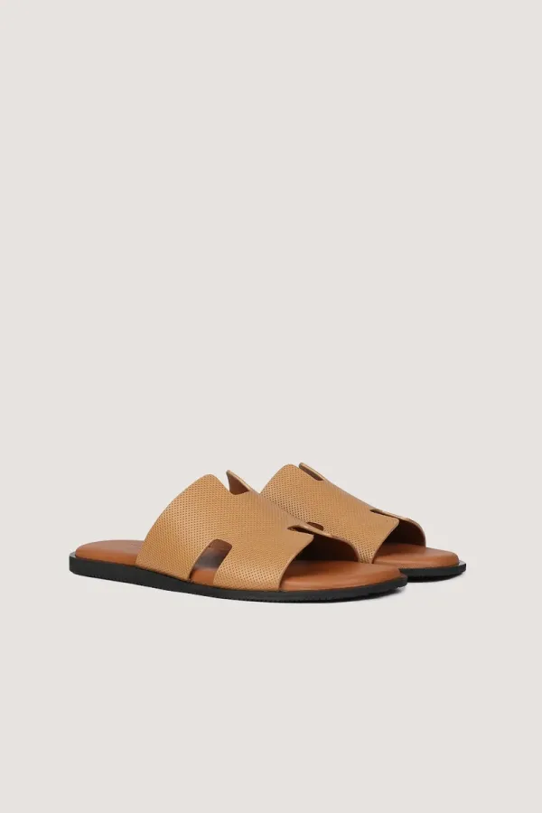 Brook Pin-Dot Leather Slides – Tan – view 4