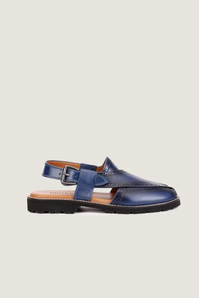 Cavendish Brogue Peshawari Chappals – Blue – view 4