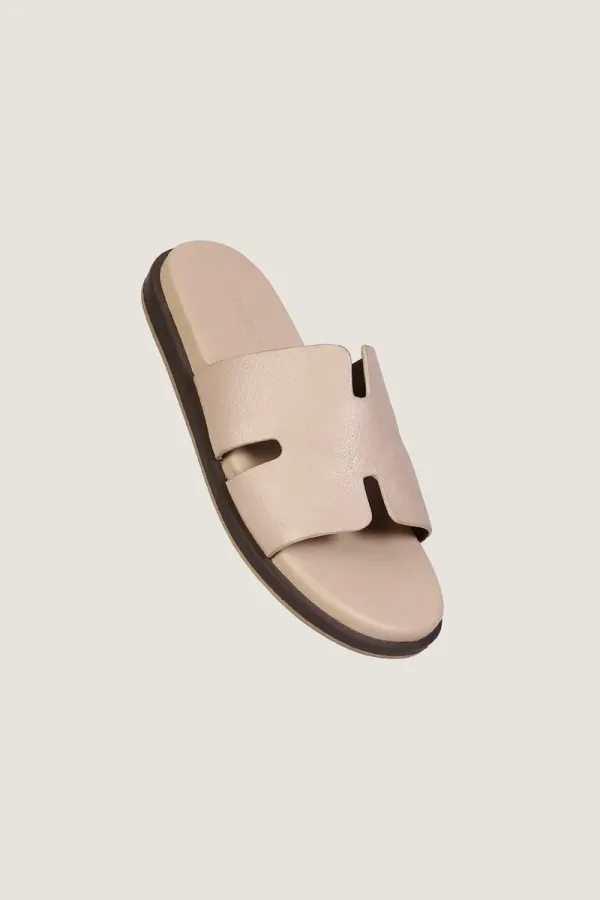 Conduit Leather Slides – Beige – view 1