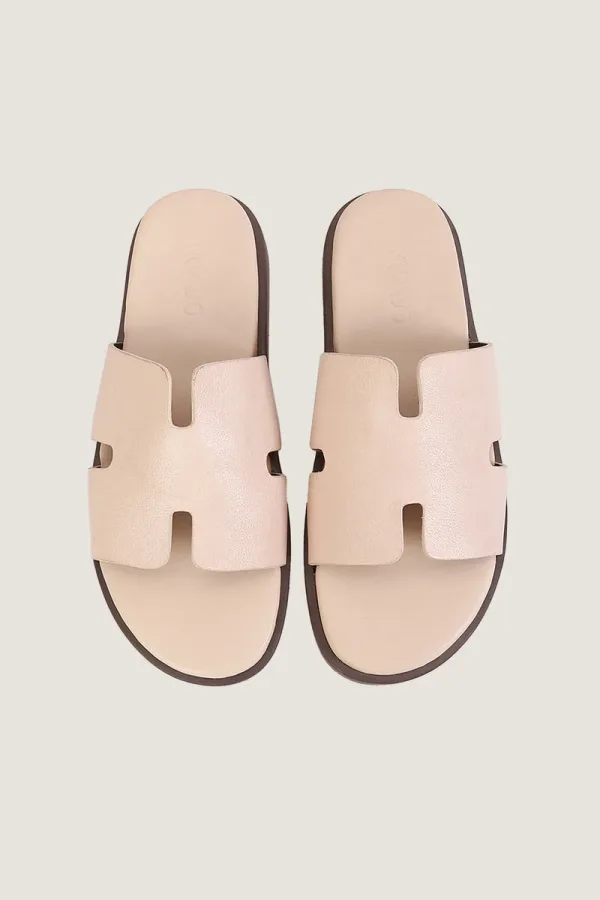 Conduit Leather Slides – Beige – view 4