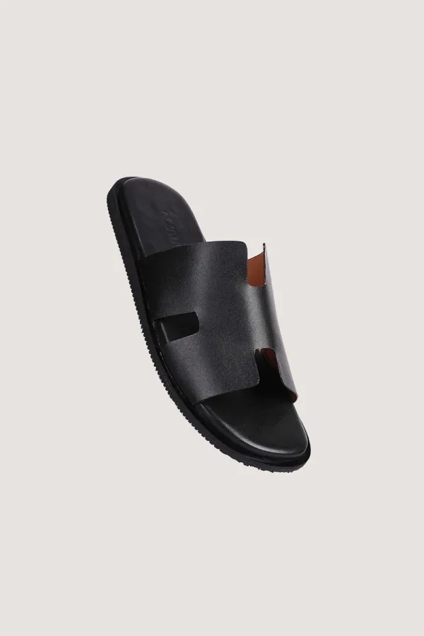 Conduit Leather Slides – Black – view 2