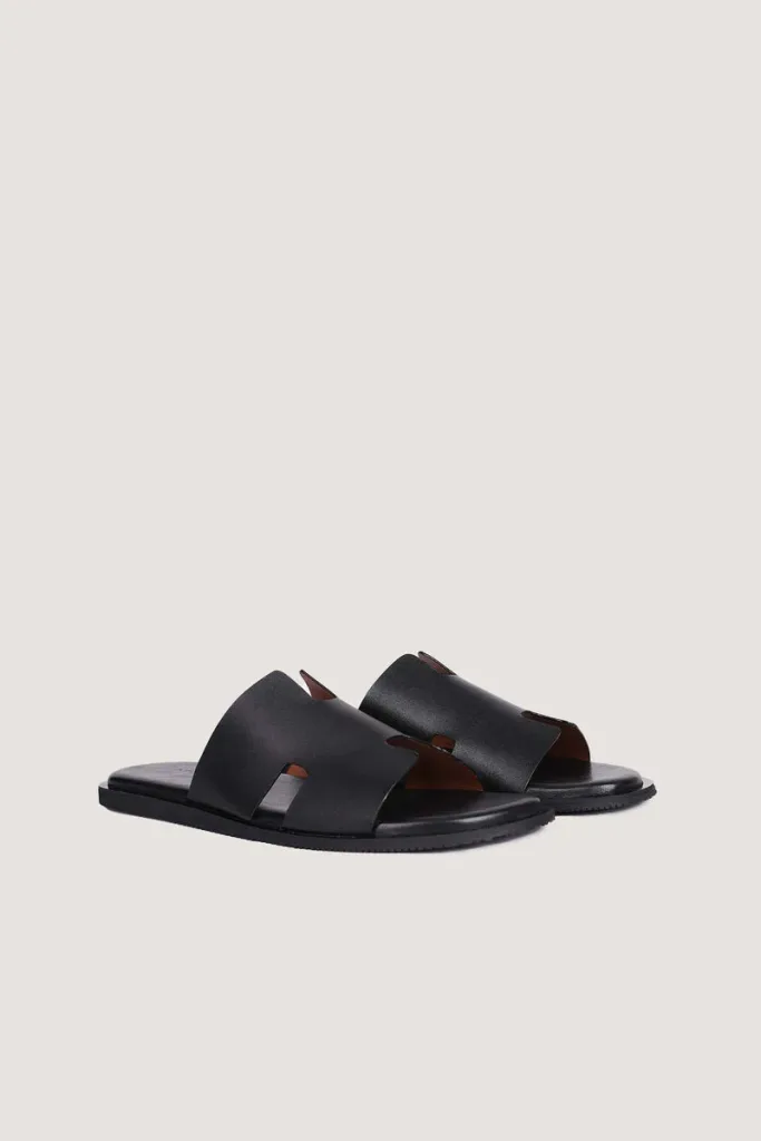 Conduit Leather Slides – Black – view 4