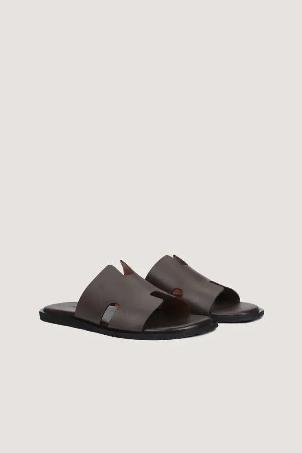 Conduit Leather Slides – Brown – view 4