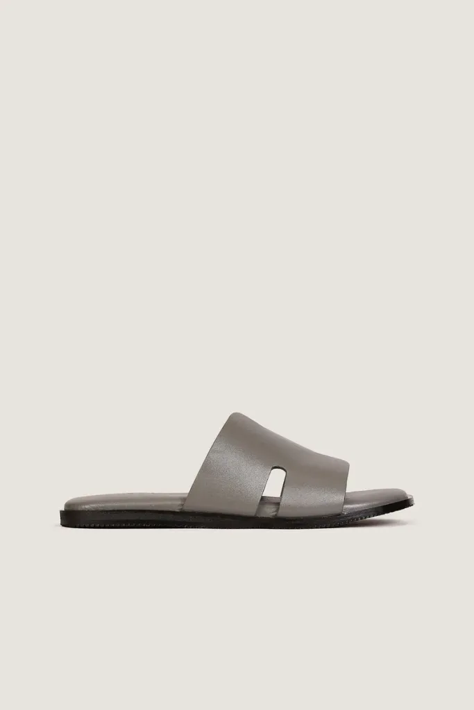 Conduit Leather Slides – Grey – view 2