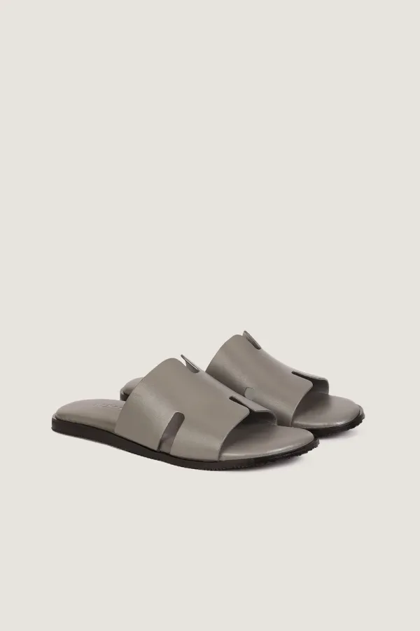 Conduit Leather Slides – Grey – view 3