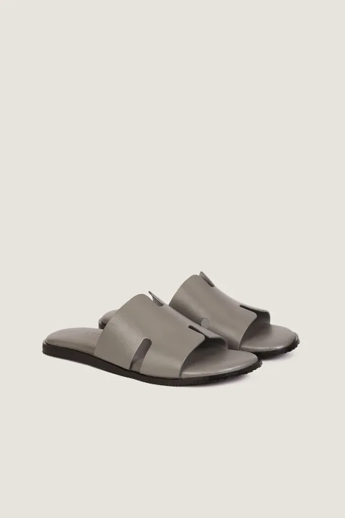 Conduit Leather Slides – Grey – view 3