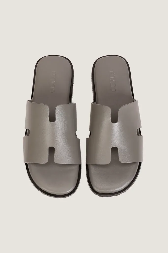 Conduit Leather Slides – Grey – view 4