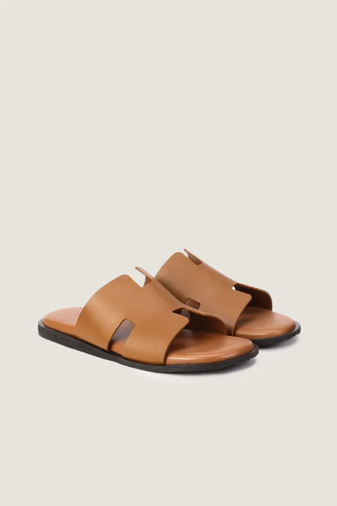 Conduit Leather Slides Tan, view 4