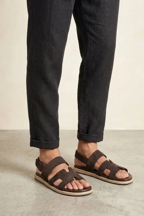Cork Suede Sandals – Chocolate Brown – view 1