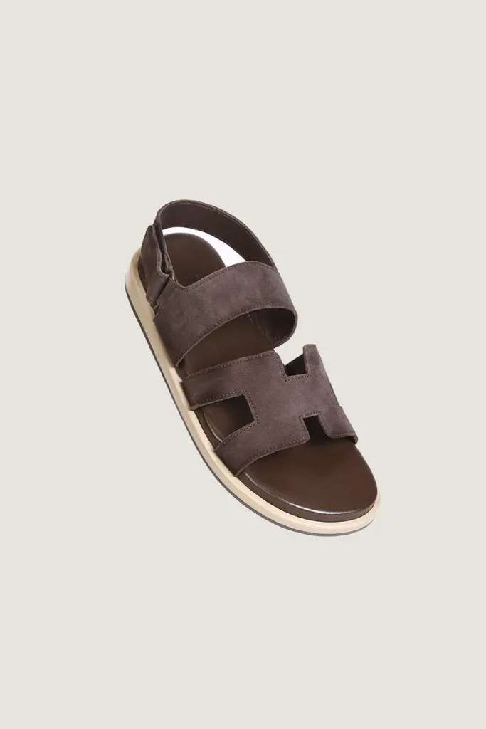 Cork Suede Sandals – Chocolate Brown – view 2