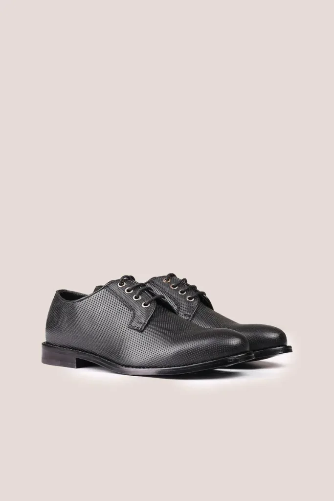 Curzon Micro-Punch Derby Shoes – Black – view 3