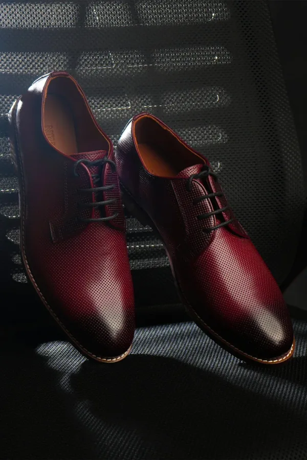 Curzon Micro-Punch Derby Shoes – Burgundy – view 1