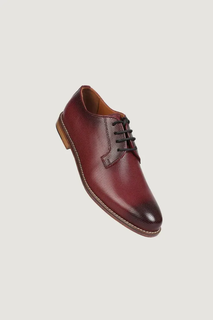 Curzon Micro-Punch Derby Shoes – Burgundy – view 2