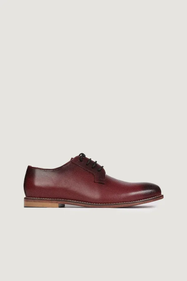 Curzon Micro-Punch Derby Shoes – Burgundy – view 3