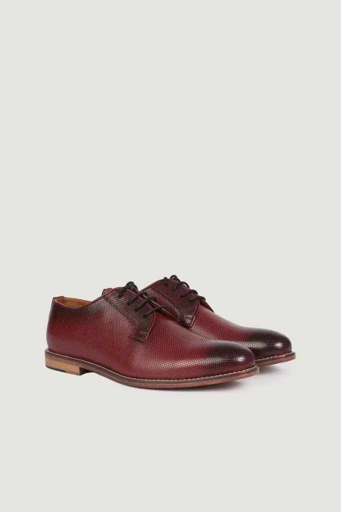 Curzon Micro-Punch Derby Shoes – Burgundy – view 4