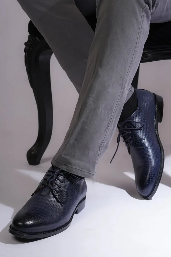 Curzon Micro-Punch Derby Shoes – Navy – view 1