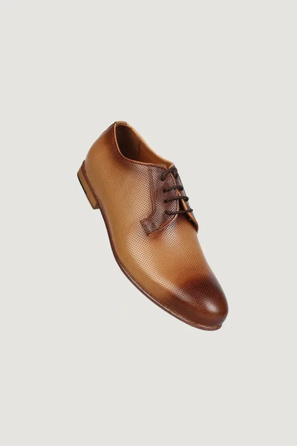 Curzon Micro-Punch Derby Shoes – Tan – view 1