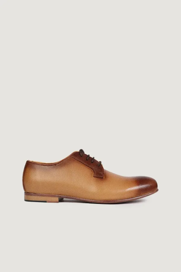 Curzon Micro-Punch Derby Shoes – Tan – view 2